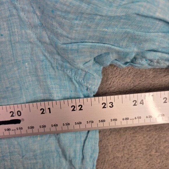 Mens Report Collection Blue 100% Linen Button Up Shirt Long Sleeves Size L - Picture 6 of 8